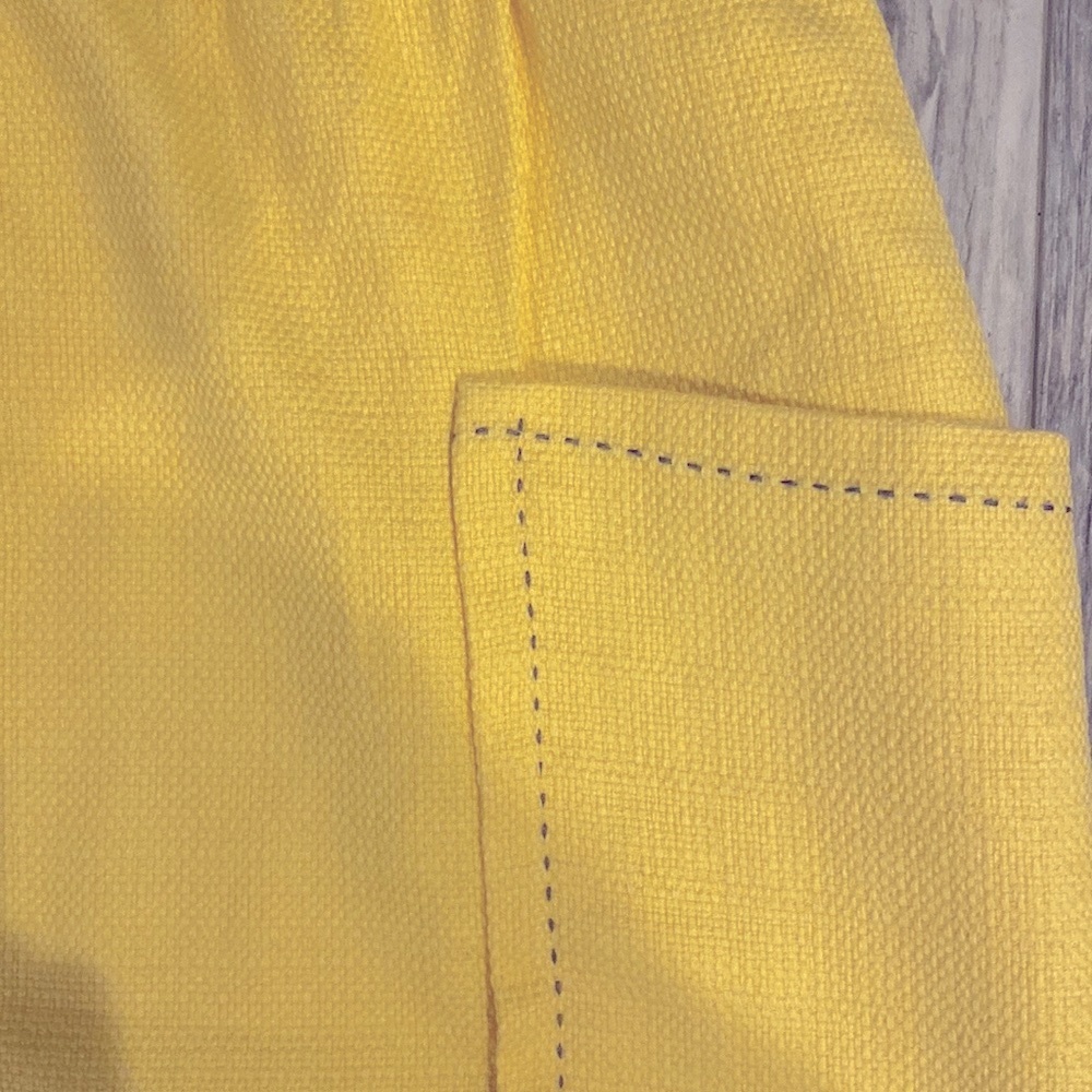 Anthropology- Cartonnier Yellow Pencil Skirt w Patch Pockets & contrasting blue - Picture 11 of 11